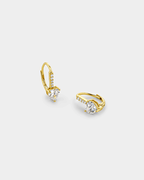 Heart-shaped zircon earrings in gold-plated Silver  925°