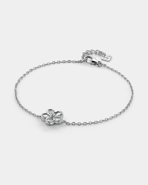 Flower pendant bracelet white white zircons in Silver 925°