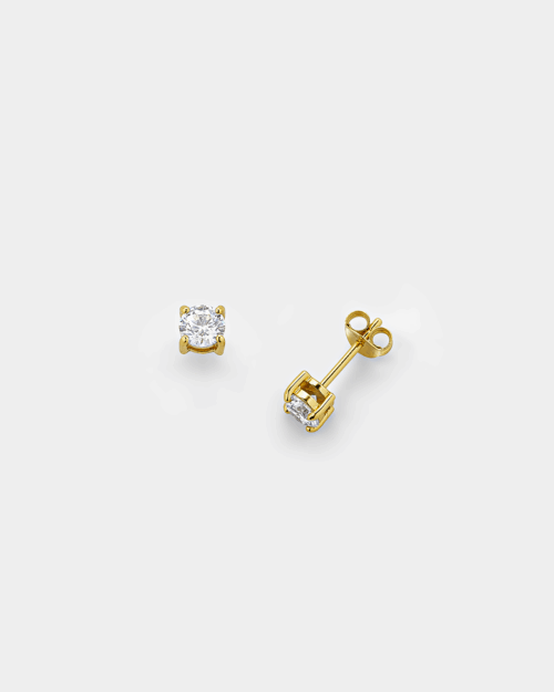 Stud solitaire earrings in gold-plated Silver 925°
