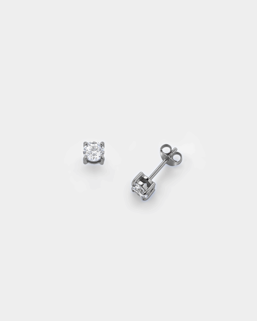 Stud solitaire earrings in Silver 925°