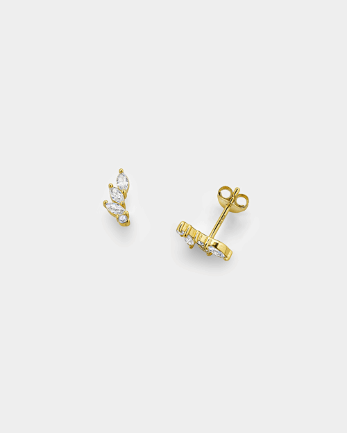 Stud asymmetric earrings in gold-plated Silver  925°