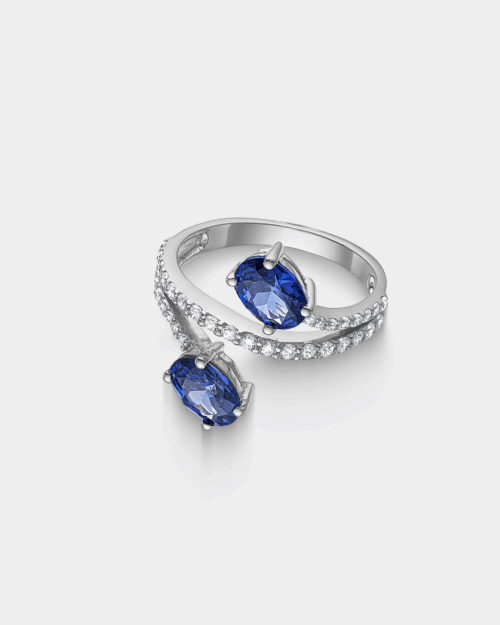 Double blue ring in Silver 925°