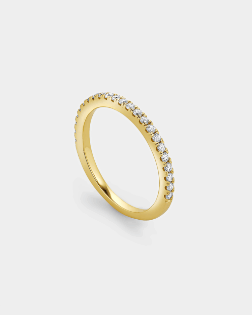 Ring with white zircons in pave setting in gold-plated Silver 925°
