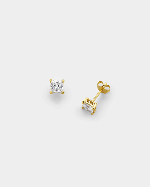 Stud earrings with white zircon in gold-plated Silver 925°