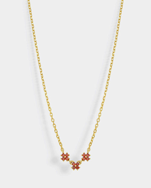 Necklace in gold-plated Silver 925° with red baguette zircons