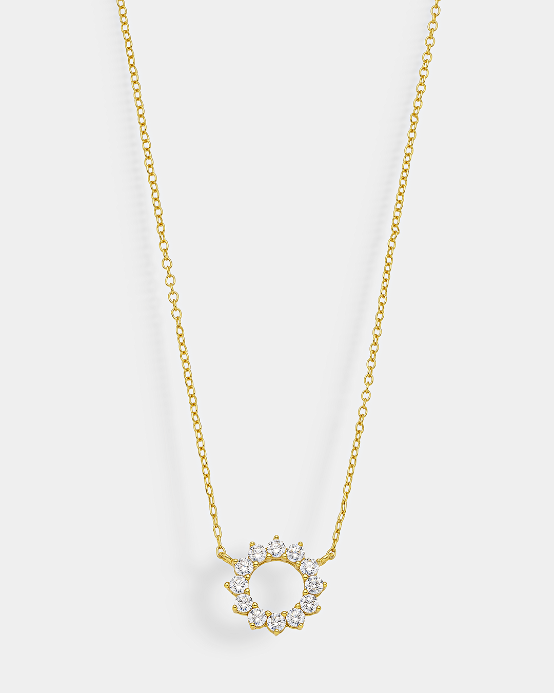 20172955411 Necklace with white zircons in a floral circle design in gold-plated Silver 925°