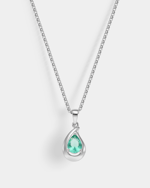Green stone necklace in Silver 925°
