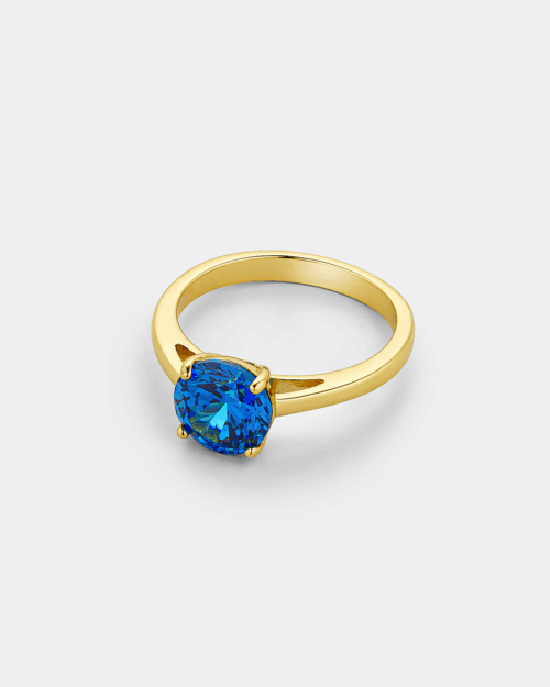 Ring with blue stone in gold-plated Silver 925°