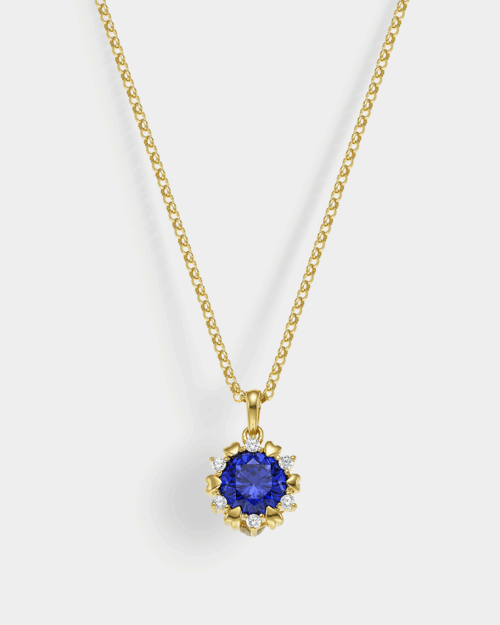 Blue floral necklace in gold-plated Silver 925°