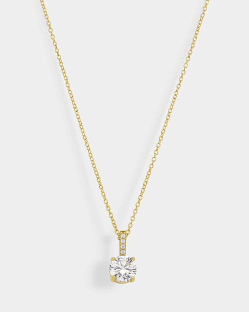 Necklace with white zircon in gold-plated Silver 925°