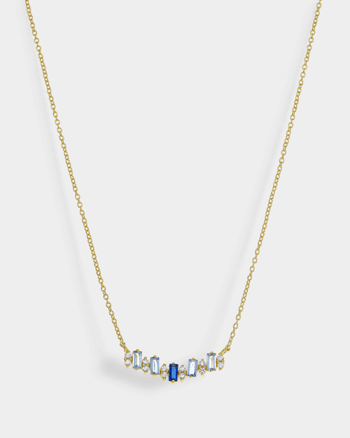 Necklace with white & blue zircons in gold-plated Silver 925°