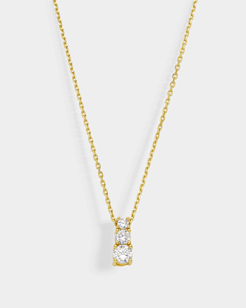 Necklace with triple zircons in gold-plated Silver 925°