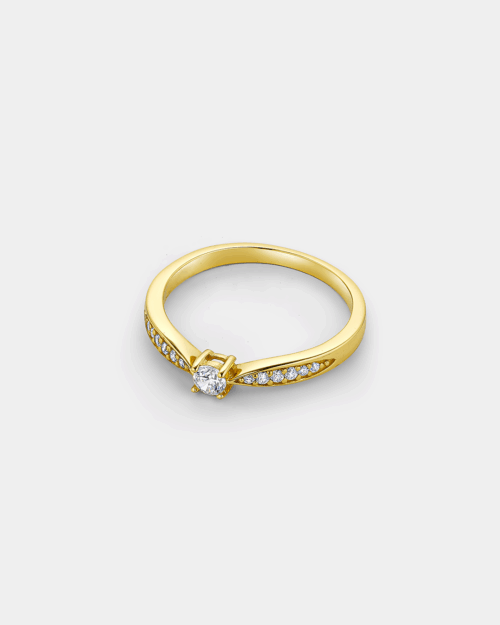 Ring with a central white zircon in gold-plated Silver 925°