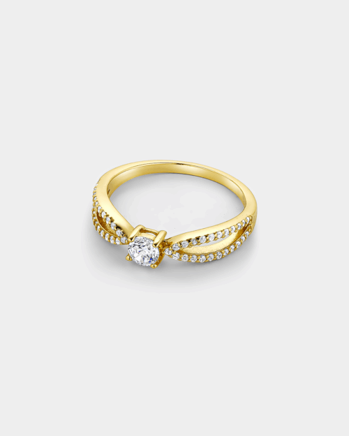 Solitaire ring with double zircon band in gold-plated Silver 925°