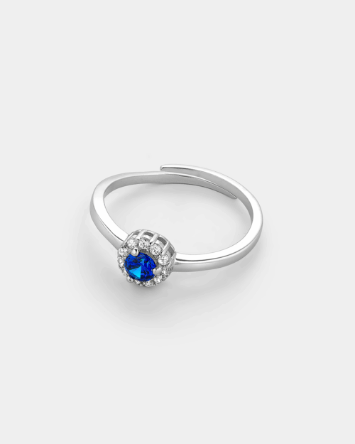 Ring with blue and white zircons in Silver 925°