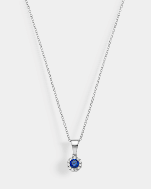 Necklace with blue and white pendant in Silver 925°
