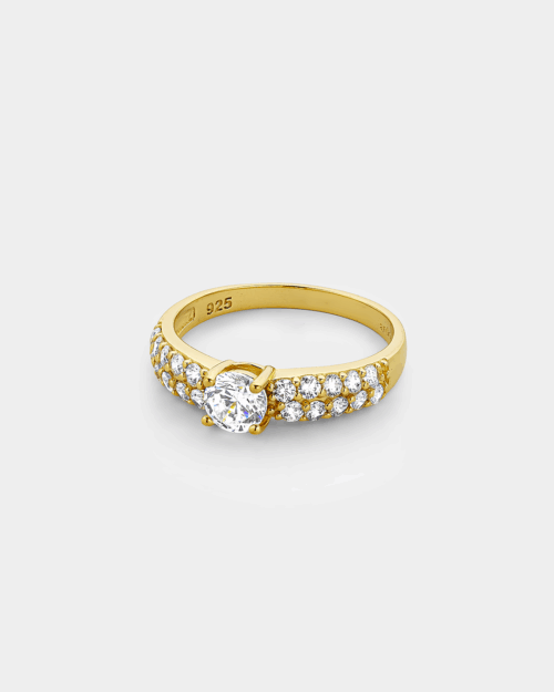 Ring with paved zircon band in gold-plated Silver 925°