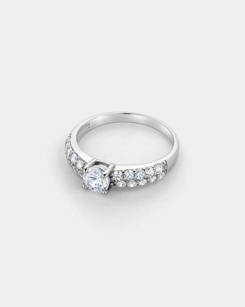 Ring with paved zircon band in Silver 925°
