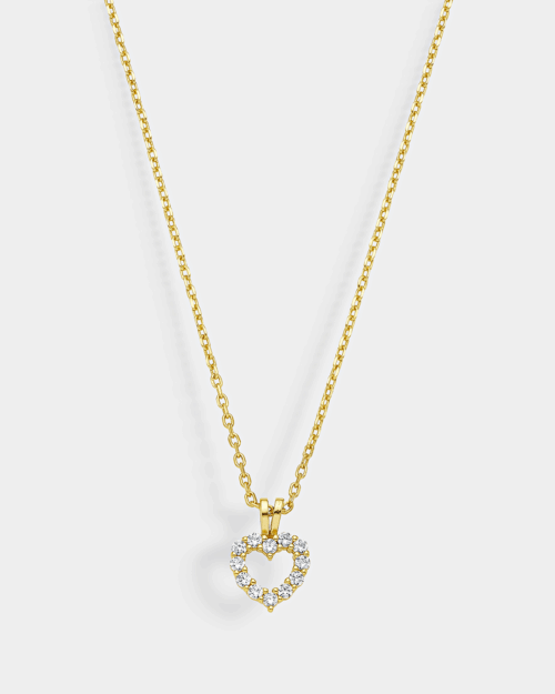 Zircon heart charm necklace in gold-plated Silver 925°