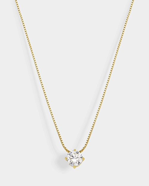 Solitaire necklace in gold-plated Silver 925° with box chain