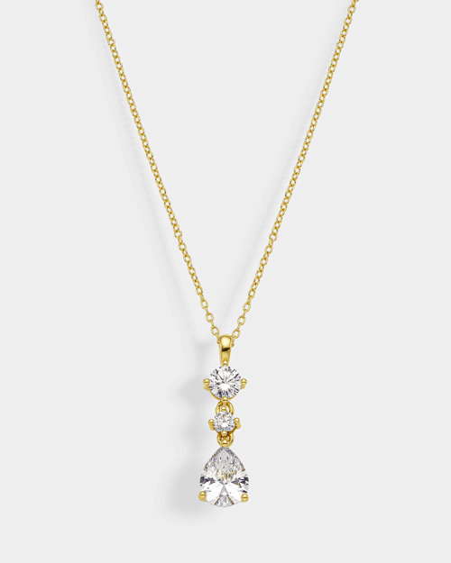 Drop pendant necklace with zircons in gold-plated Silver 925°