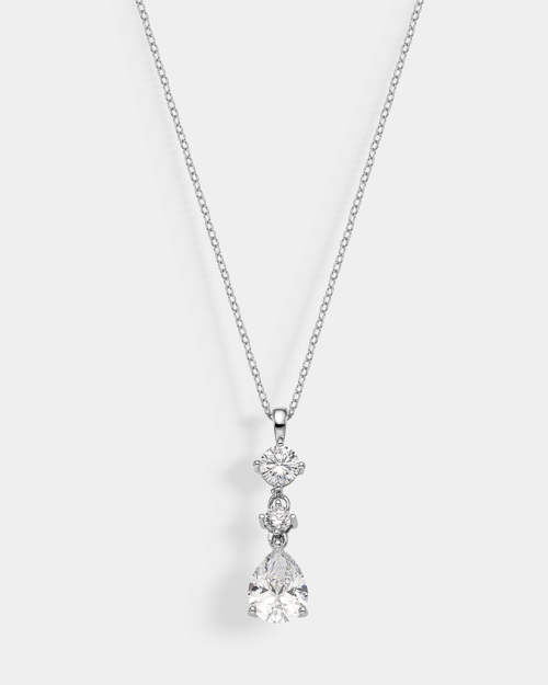 Drop pendant necklace with zircons in Silver 925°