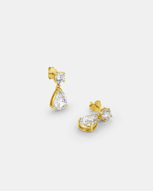 Drop zircon earrings in gold-plated Silver 925°