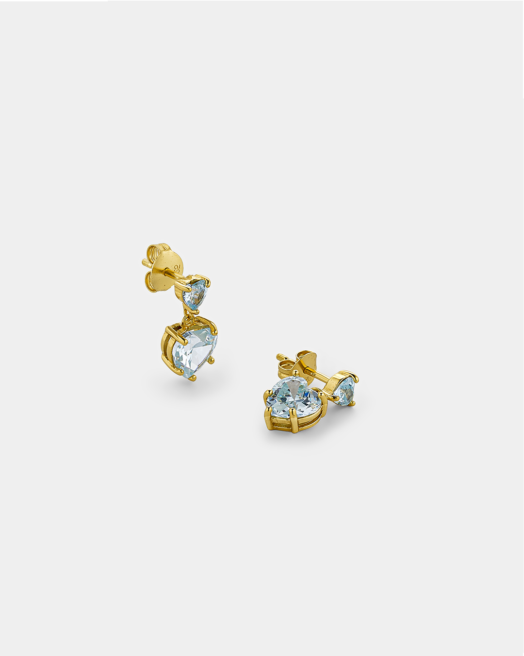 20179854221 Earrings with aqua zircon hearts in gold-plated Silver 925°