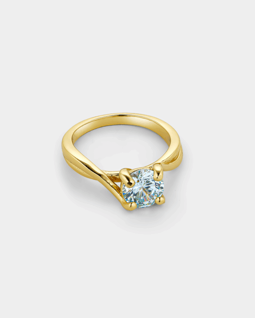 Ring with aqua zircon in gold-plated Silver 925°
